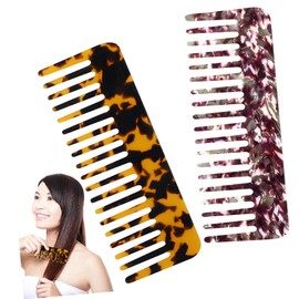 WOONEKY 2 Pcs Marble Pattern Wide Tooth Combs for Men and Women Detangling Comb Set for Curly and Wet Hair Comfortable
