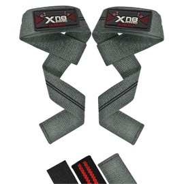 XN8 Weight Lifting Bar Straps Non Slip Padded Wrist Support Great for Powerlifting-Bodybuilding-Gym Workout-Webbing Bar Grips-Deadlifts & Fitness(Grey)