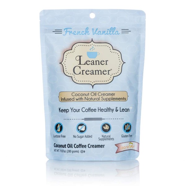 Leaner Creamer French Vanilla Sugar Free Coffee Creamer Powder. Perfect Coconut Oil Non-Dairy Powder To Naturally Cream and Sweeten Coffee, Smoothies, Protein Shakes & More! Ideal Flavoring For All Diets (Luscious French Vanilla, 9.87 oz (Pack of 1))