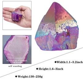 TUMBEELLUWA Titanium Coated Purple AB Crystal Cluster, Angel Aura Quartz Decorative Rock Geode Mineral Specimen for Home Shelf
