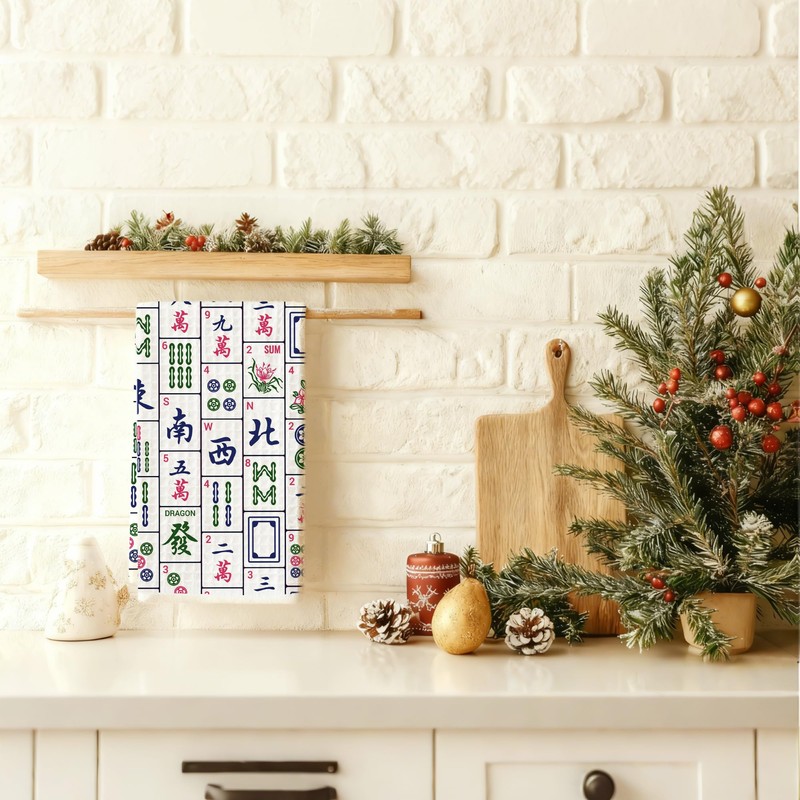 Mahjong Lover Player Gifts Kitchen Bathroom Hand Towels 16x24 Inch