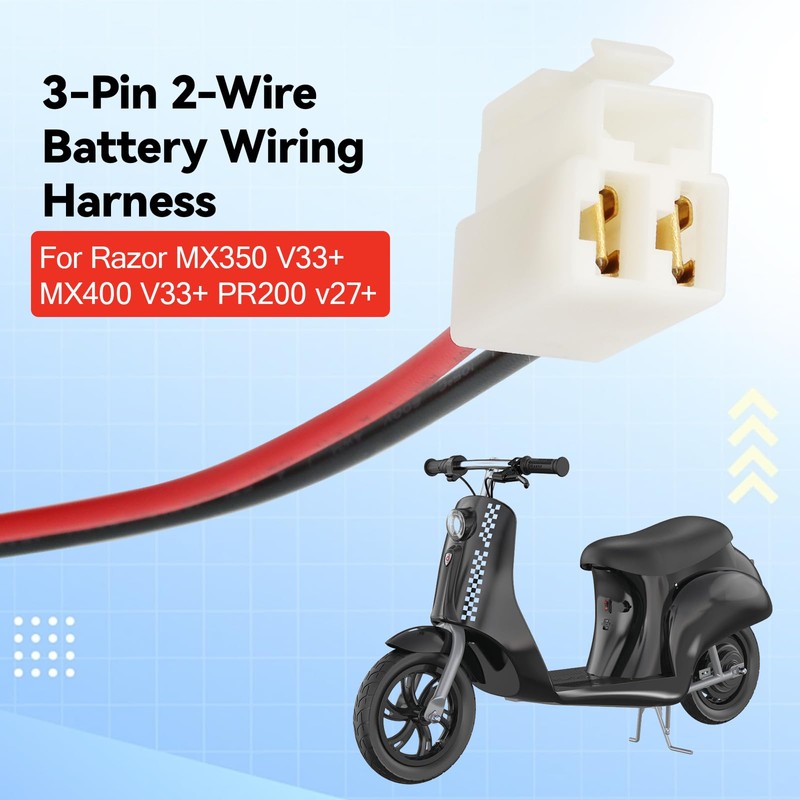 Scooter Battery Harness for Razor MX350 MX400 PR200 Ground Force