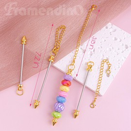 Framendino, 12 Pack Beadable Cup Charm Blank Chains Beaded Decorate Bar Accessories for Tumblers Gold