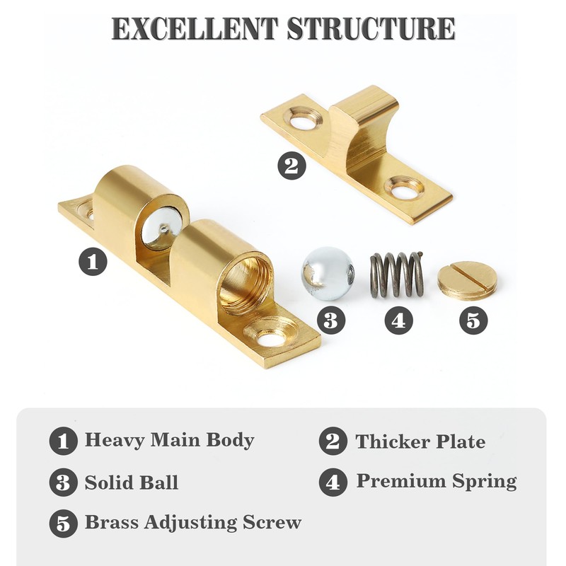 Alise Double Roller Catch Cabinet Latches,Adjustable Double Ball Tension Roller