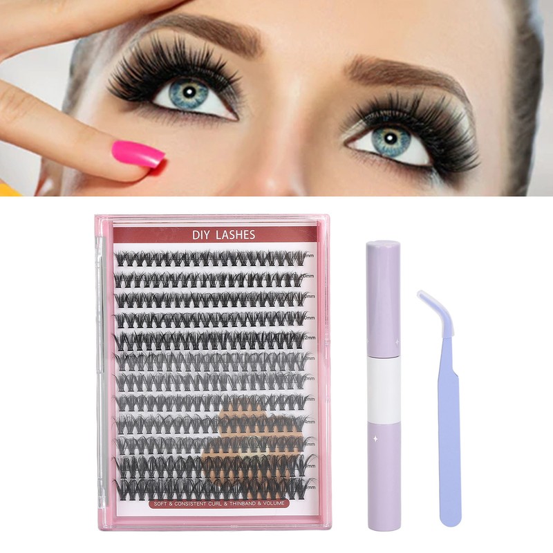 DIY Lash Extension Kit 240pcs Individual Eyelash 10‑16mm Clusters Eyelash