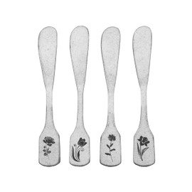 Towle Living Matte Floral Spreader Set, Set of 4, Stainless Steel