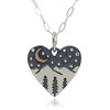 Sterling Silver and Bronze Mountain Range Stars Moon Heart Charm