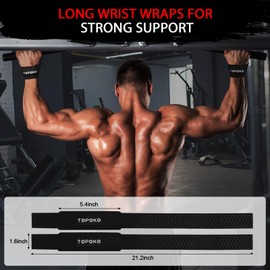 TOPOKO Lifting Wrist Straps for Weightlifting, Deadlifts, Powerlifting & Strength Training – 21.2” Cotton Workout Straps with Neoprene Padding & Non-Slip Hex Grip – Gym Straps for Men & Women