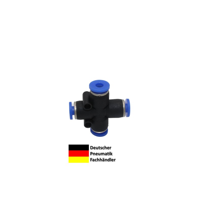 Cross Connector X-Hose Connector for Pneumatic Hose 10 mm, 4-Way