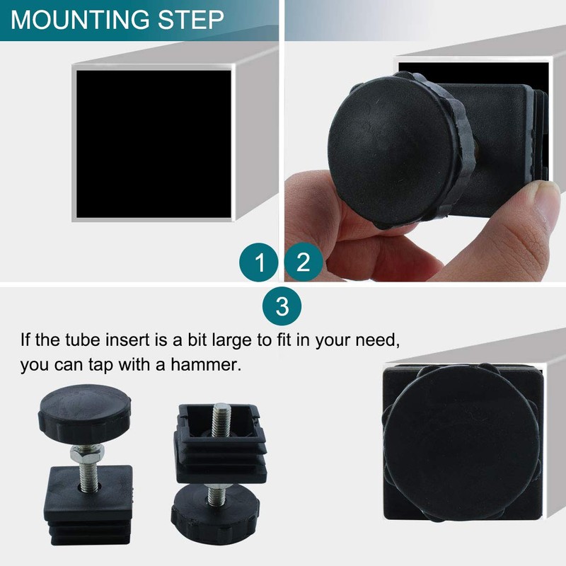 Sourcingmap Leveling Feet 40 x 40mm Square Insert Adjustable Leveler