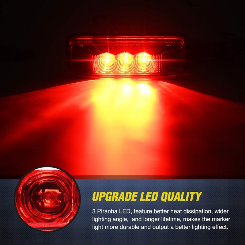 Nilight - TL-32 2PCS 3.9Inch 3 LED Truck Trailer Red
