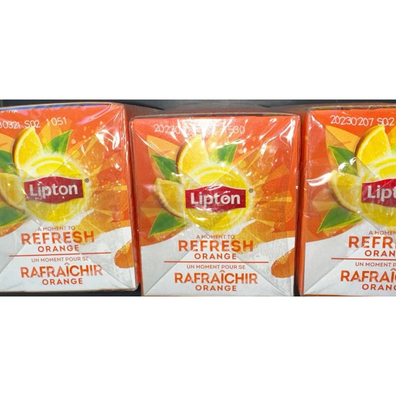 LIPTON REFRESH ORANGE FLAVORED HERBAL TEA 3 Boxes = 84