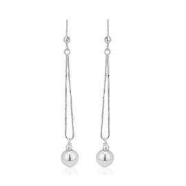 Vanbelle Sterling Silver Jewelry Chain Drop Beaded Earring with Rhodium Plating for Women