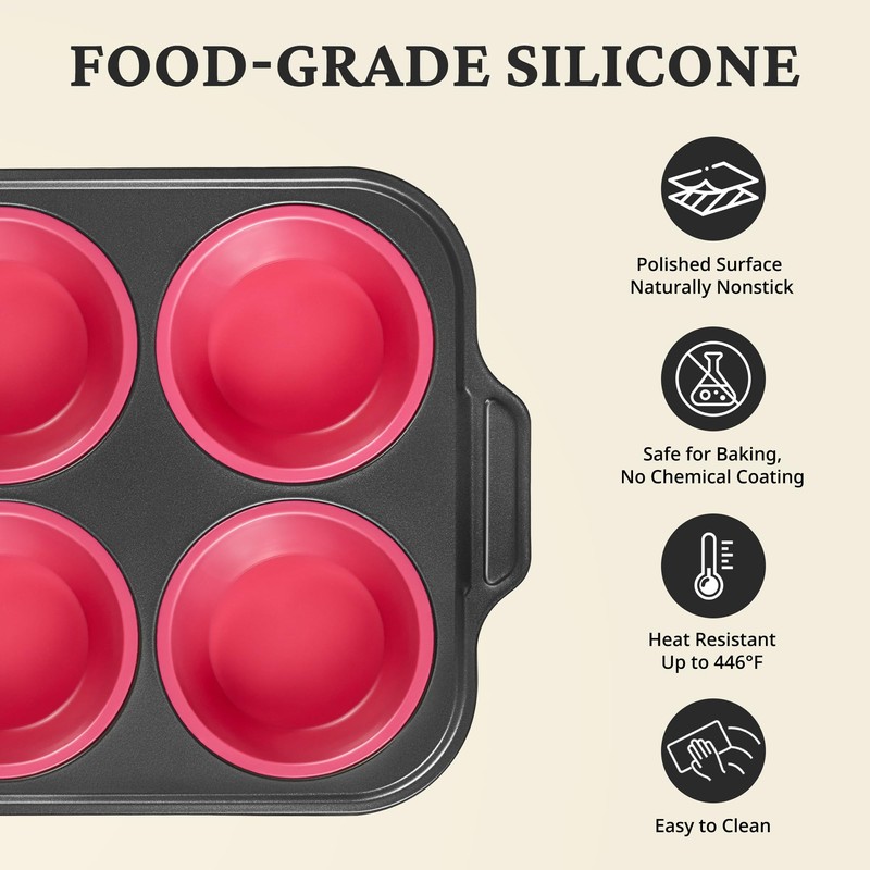 BRONYPRO Jumbo Silicone Muffin & Cupcake Pan for Baking with