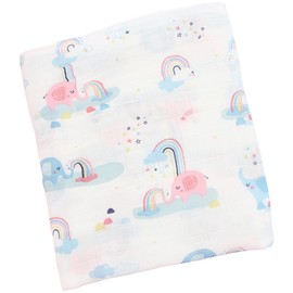 Baby Swaddle Wrap, Organic Bamboo and Cotton Large Blanket 120 x 110cm (Elephants)