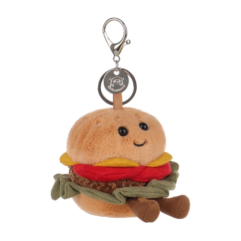 Apricot Lamb Hamburger Burger Food Cute Keychain, Soft Stuffed Plush