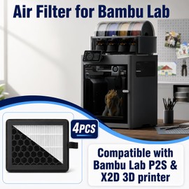 4PCS X2D/P2S 3D Printer Filter for Bambu Lab, Double-Layer Upgrade P2S Filter Replacement, P2S Exhaust Fan Filter Efficiently Filters VOCs, PM2.5, Ultrafine Particles and Odors