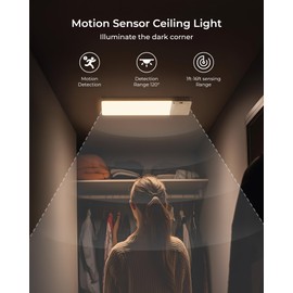 FULEN 2 Pack Rechargeable Motion Sensor Ceiling Light Upgraded, Cordless Closet Light with 12000mAh Battery, LED Shower Light for Bathroom,Pantry,Porch,Garage,3000K/4500K/6000K, Remote Control