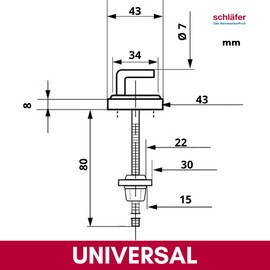 Schläfer | 453810 - Toilet Seat Attachment, M8 Stainless Steel Adjustable Hinge with Quick Coupling (Shortened Bracket) for Toilet Seat, Toilet Lid Hinges Made of Stainless Steel