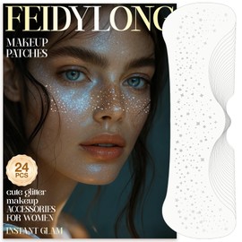 FeidyLong Glitter Freckles, 24 PCS Sliver Face Glitter Makeup Accessories, Face Glitter Tattoos Makeup Patches for Women, Fake Freckles for Festival Rave