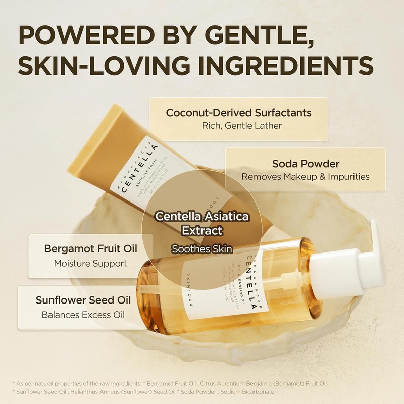 Doble limpieza SKIN1004 – Aceite desmaquillante + Espuma ampulosa 6.8
