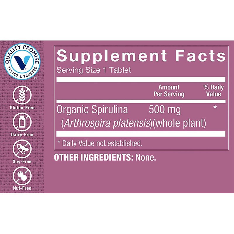 The Vitamin Shoppe Organic Spirulina Blue-Green Microalgae Superfood 500 (200