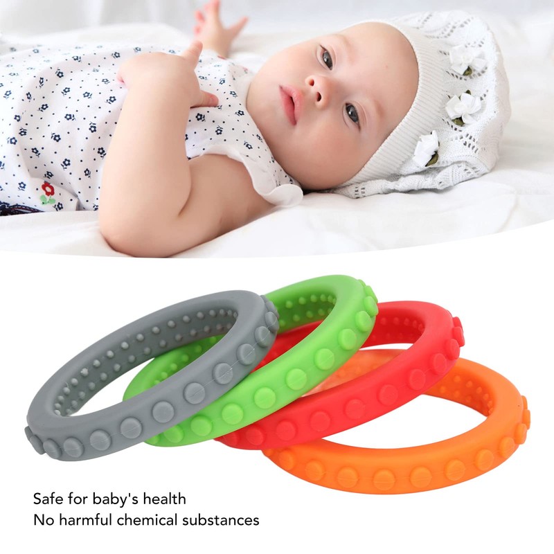 4 Pulseras para la Dentición del bebé, Juguetes de Silicona