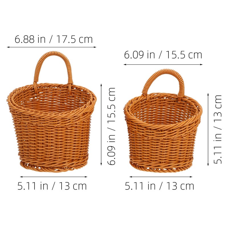 Ciieeo 2Pcs Small Woven Wall Hanging Basket Wicker Garlic Baskets
