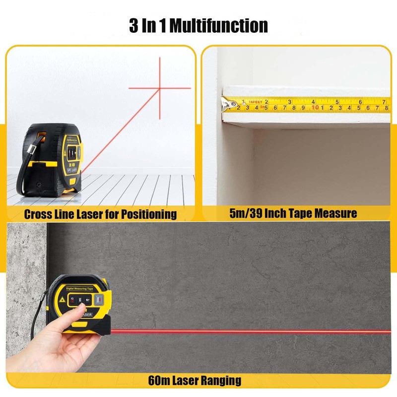 Lizihaowu 2025 The Almighty Ruler 3-in-1 Laser Tape Measure with