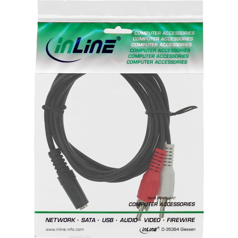 InLine® 89940E Cable 2x RCA Male to 3.5 mm Jack