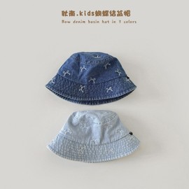 2025 New Arrival Ins Style Korean Autumn Baby Boy Denim Bucket Hat 48-50cm 2-4 years) / Navy Blue 3ea