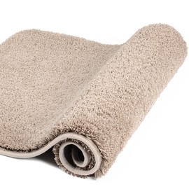 Walensee Large Bathroom Rug (24 x 72, Beige) Extra Soft and Absorbent Shaggy Bathroom Mat Machine Washable Microfiber Bath Mat for Bathroom, Non Slip Bath Mat, Luxury Bathroom Floor Mats