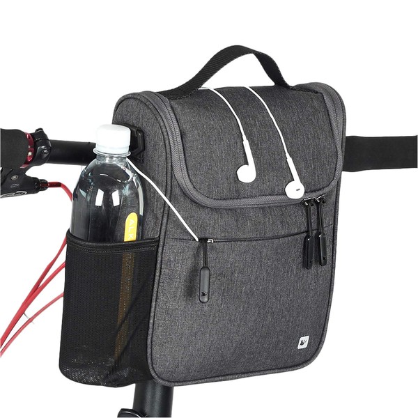 CamGo Bike Basket Bicycle Handlebar Bag Front Frame Top Tube Storage Bag Mini Shoulder/Hand Bag with Rain Cover (Grey)