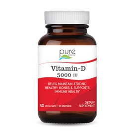 Pure Essence Labs Vitamin D - 5000 IU of Vitamin D from 100% Pure Cholecalciferol - 30 Vegetarian Capsules