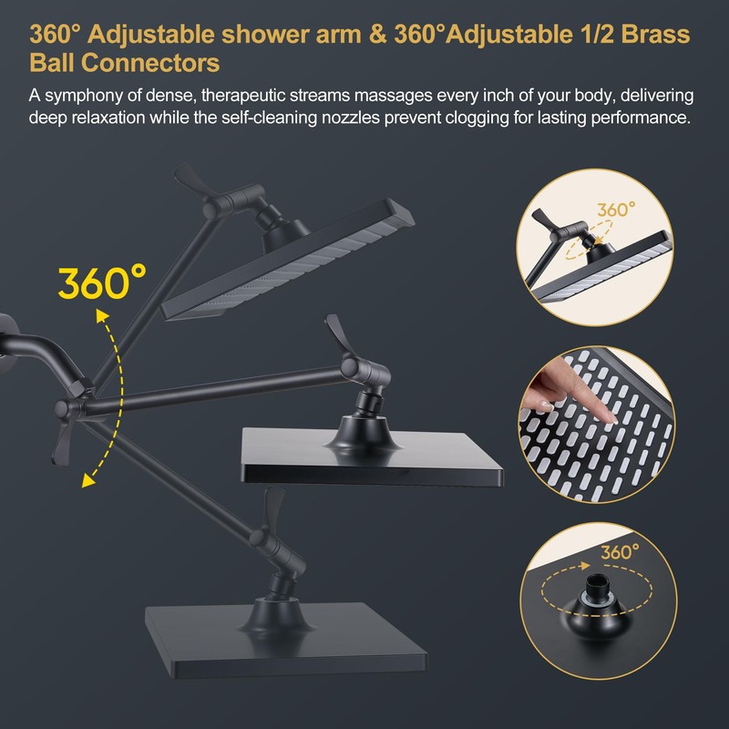 Cobbe Rainfall Shower Head for Bathroom, 11.8 Inch Large Rectangular