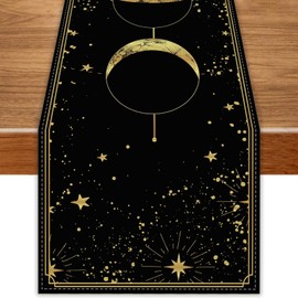 Moon Mystical Halloween Table Runner Boho Astrology Ouija Board Tarot Decor Gothic Halloween Decorations and Supplies for Home Office 13x72 Inch