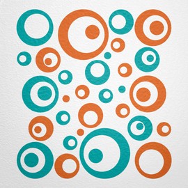 WANDfee® Wall Tattoo, Circles, Dots, 50 Stickers, Colour Choice For Children's Bedroom, Living Room, Hallway, Bathroom, Kitchen, Tile Stickers, orange
