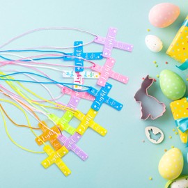 Seenelling 49 Pcs Glow in The Dark Silicone Cross Necklace Let Your Light Shine Cross Necklace Bulk Bible Verse Christian Gift for Christian Easter Birthday party favor