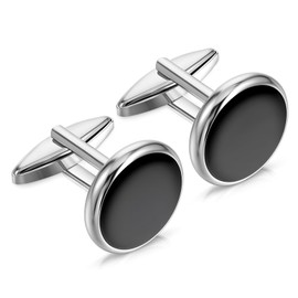 Ouligay Black Cufflinks for Men, Metal Men's Cuff Links, Tuxedo Cufflinks, Classic Groomsmen Cufflinks Wedding Cuff Links for Father Husband Boyfriend Business Anniversary Birthday