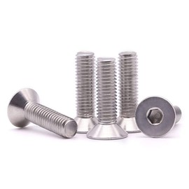 5/16-18 x 1 inch Flat Head Socket Cap Screws 10 PCS, Countersunk Head, Allen Hex Drive, 304 Stainless Steel 18-8, Full Machine Thread, Bright Finish
