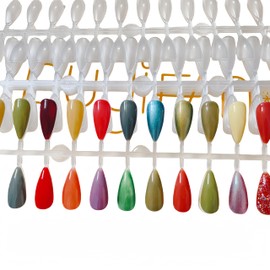 Acycoin2A 480PCS Almond Shape Nails Practice False Nail Tips for Professional Nail Gel Polish Samples Board Display Book Chart Nail art Salon