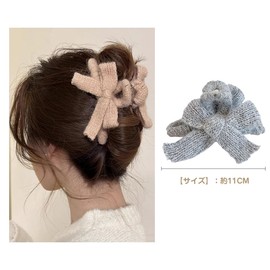 wowjimi Hair Clips, Set of 2, 2 Colors, Merryasu Yarn, Butterfly Lining, Maiden Heart, Hair Accessories, Adult, Stylish, Simple, Cute, Commuting, Outing, Gift