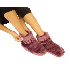 Mars Wellness Heated Microwavable Booties - Microwavable Socks Heated Booties for Women and Men - Herbal Hot/Cold Deep Slippers Women (Mauve)