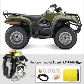 laffoonparts Eiger 400 Carburetor Replacement for Suzuki LT-F400 Eiger 2x4 2002-2007 w/Air Filter, LT-F400F Eiger 4x4 2002-2007, Replace 13200-38FB3, 13200-38FCV, 13200-38FC0, 13200-38FA0, 13200-38FC2