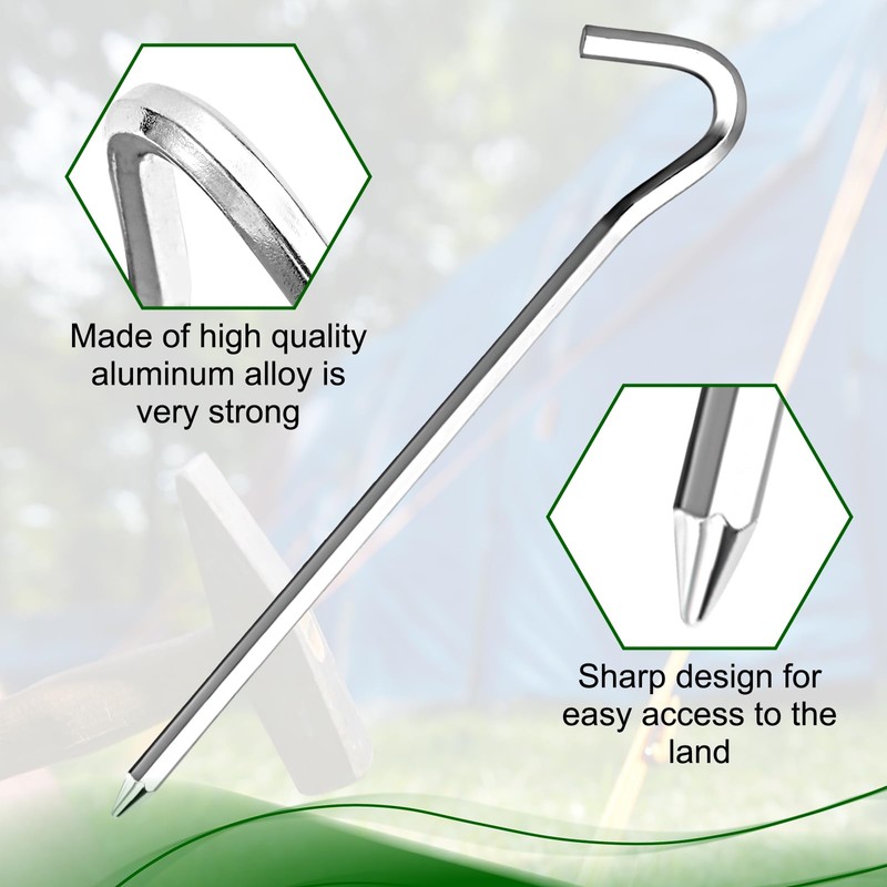 RITDVNI 20Pcs 7" Tent Pegs Ground Stakes, Metal Stakes, Camping