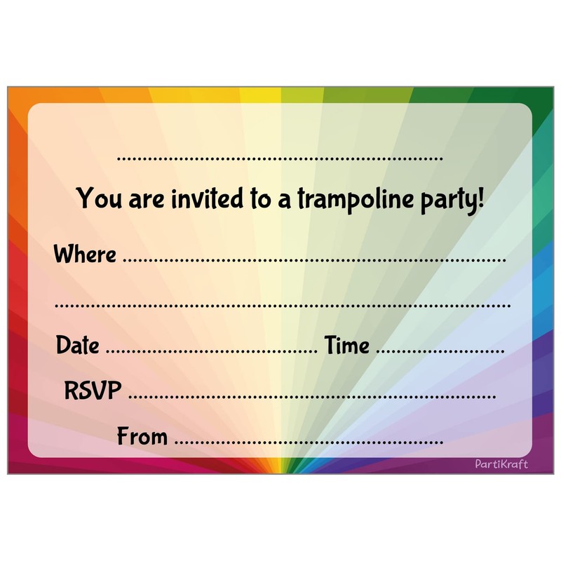 20 x Trampoline Party Birthday Invitations (Invitations Only)