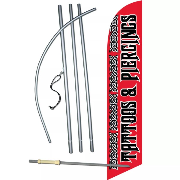 NeoPlex Tattos And Piercings Flag with Flag Pole and Spike