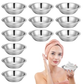 mekueeex 12 Pcs Stainless Steel Facial Mask Mixing Bowl Set 6.3 Inches Wide Esthetician Supplies Facemask Bowl DIY Skin Care Mixing Tool Kit for Lady Women Home Beauty Salon Use
