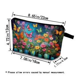 YULUENZE Butterfly Daisy Makeup Bag Cute Small Organizer Bag with Zipper Butterfly Daisy Cosmetic Bag Aesthetic Birthday Present for Women Sisters Friends -1