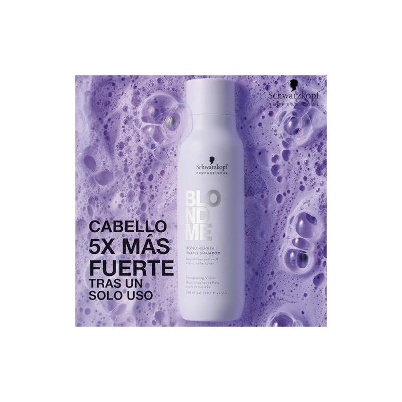 BLOND ME - Bond Repair Shampoo Matizador Morado, Cabello Rubio
